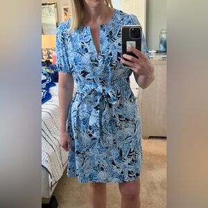 Lilly Pulitzer Blue Floral short sleeve Olivine dress